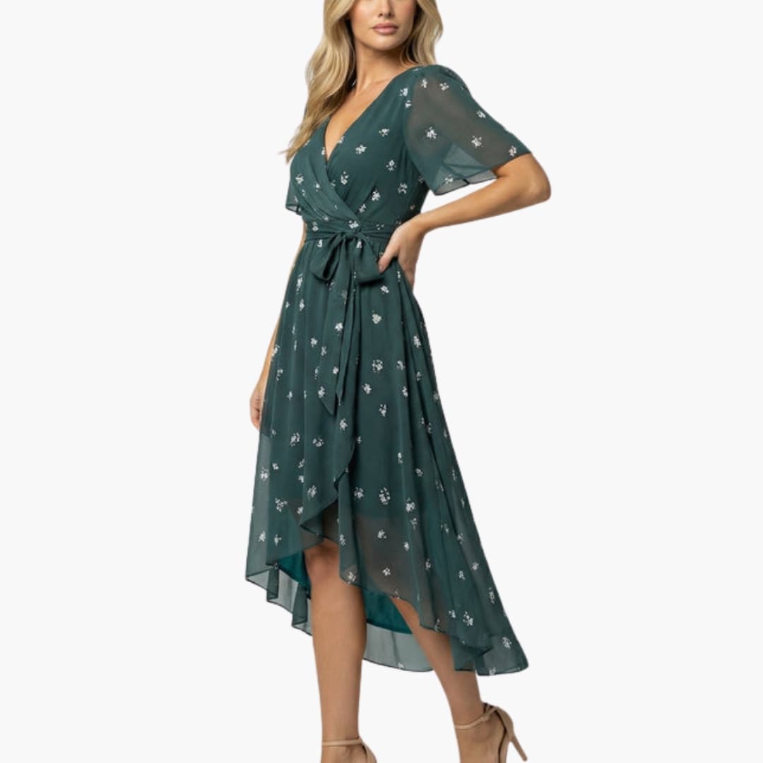 Ladies Vintage Floral Knee Length Summer Dress - Olytrend