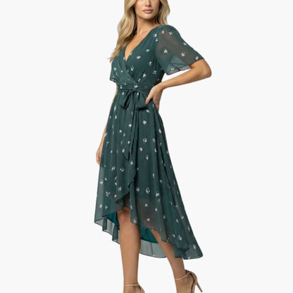 Ladies Vintage Floral Knee Length Summer Dress - Olytrend