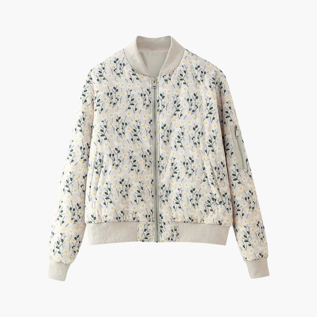 Ladies' Pretty Blossom Zip Jacket with Stretch Cuffs - Olytrend