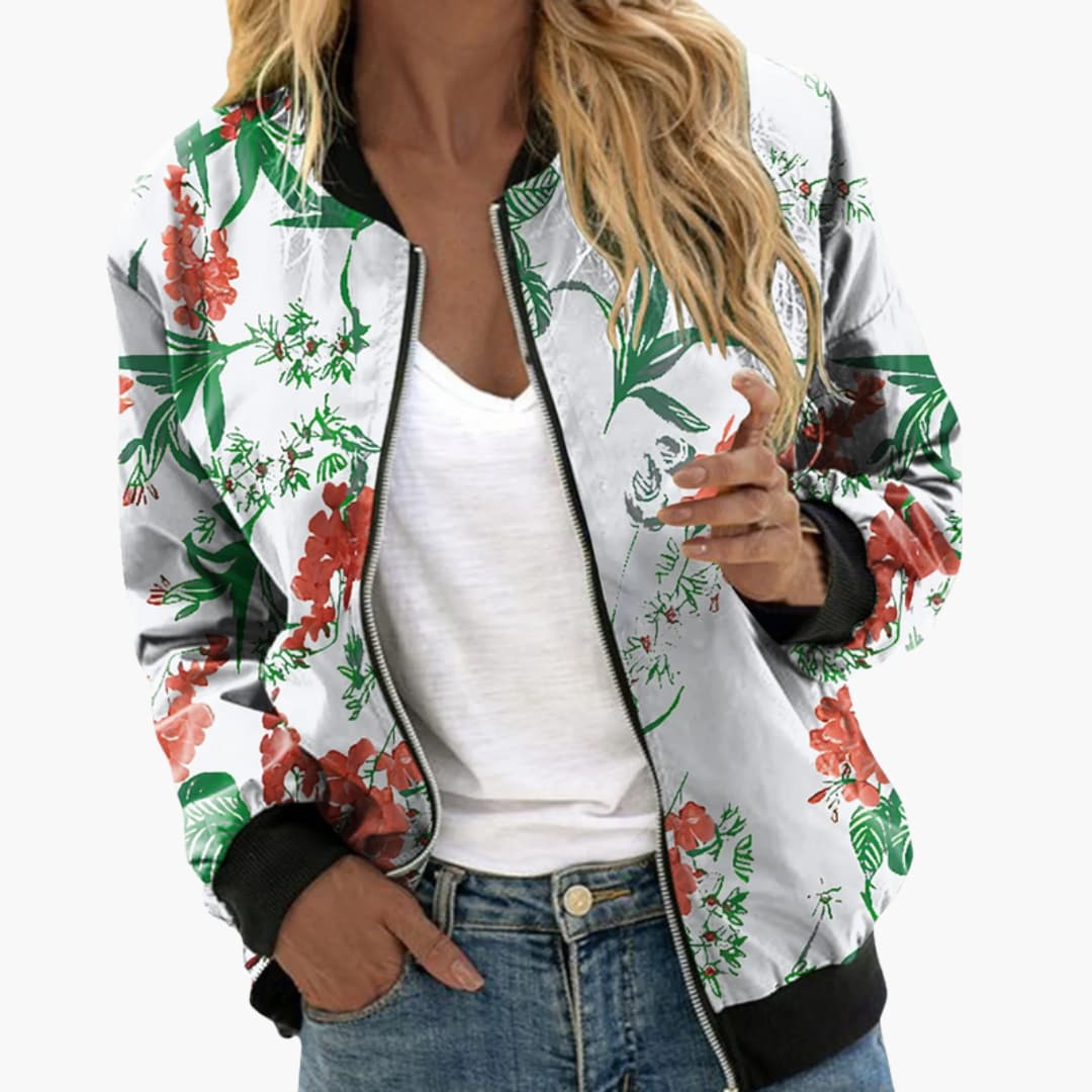 Ladies' Pretty Blossom Zip Up Jacket with Pockets