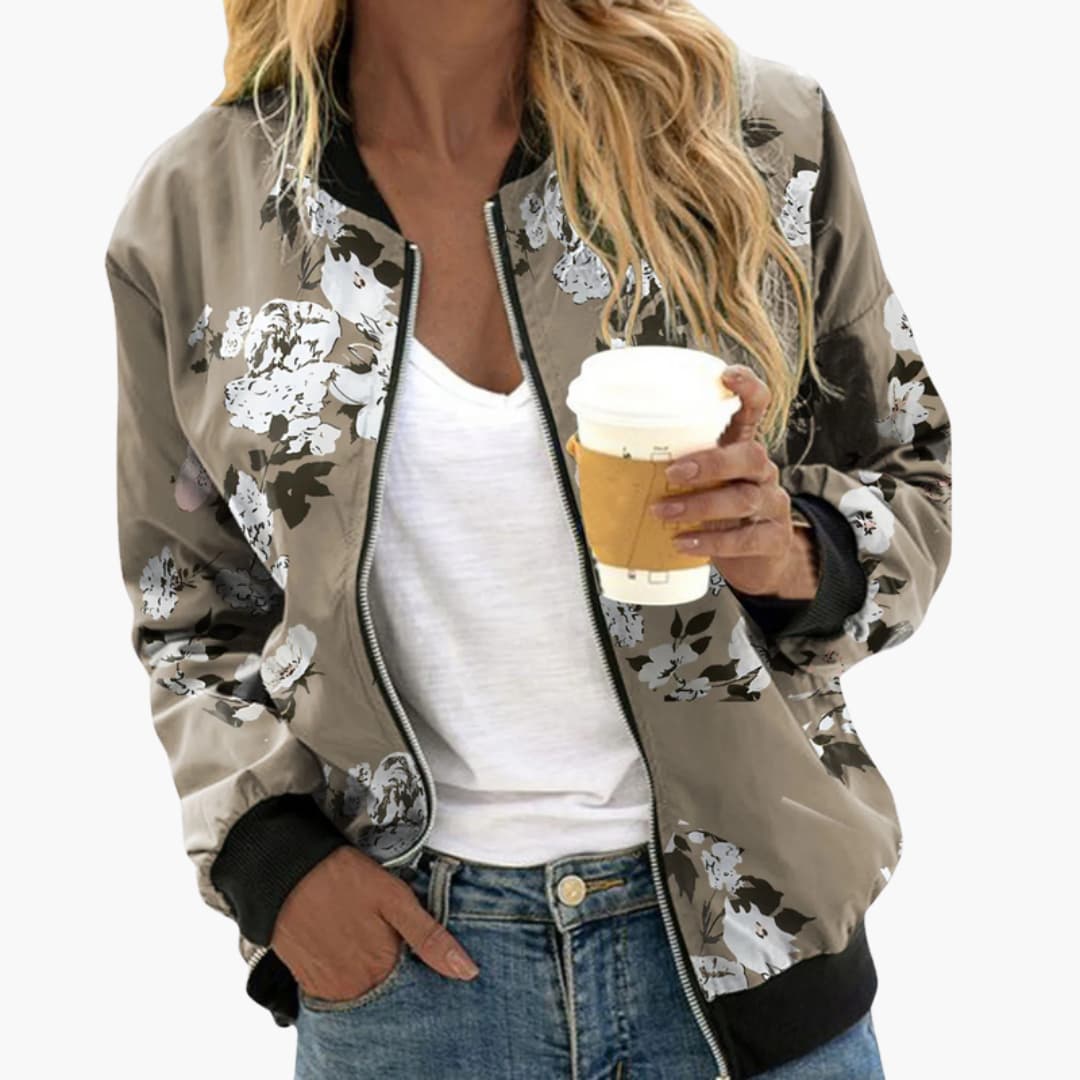 Ladies' Pretty Blossom Zip Up Jacket with Pockets
