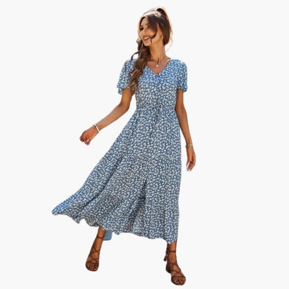 Ladies Pretty Flower Maxi Dress with Sleeves