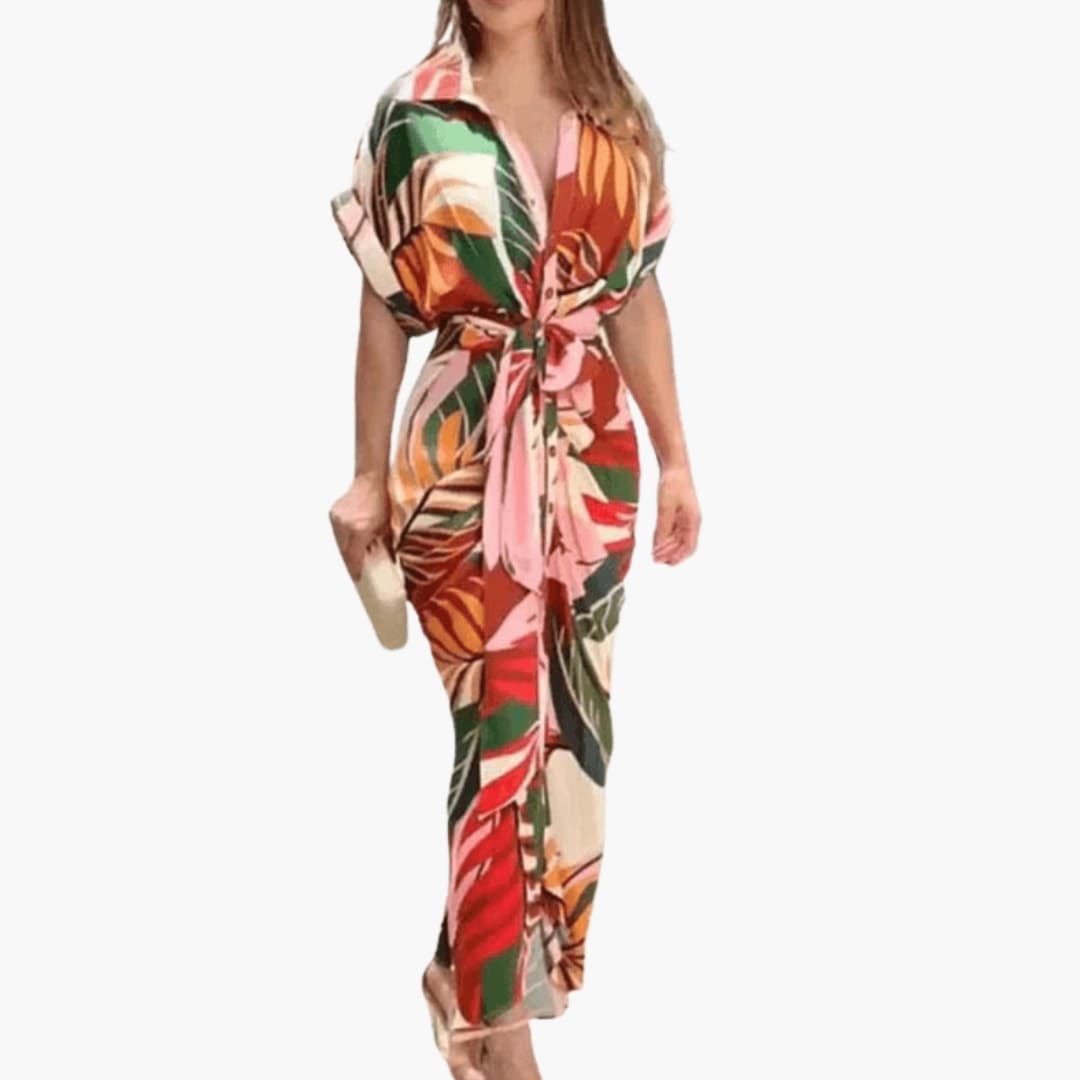 Ladies Pretty Floral Sundress with Waist Belt