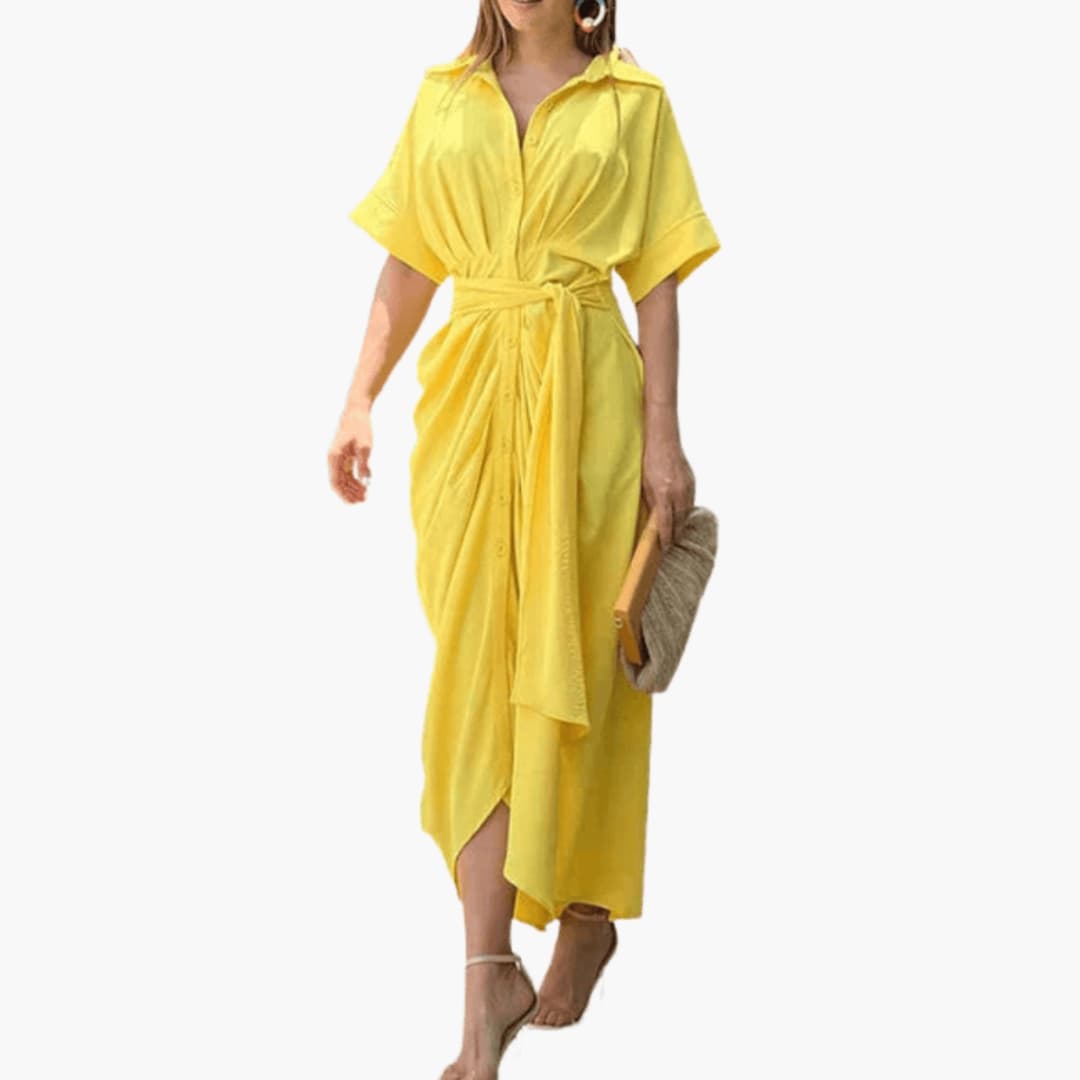 Ladies Pretty Floral Sundress with Waist Belt