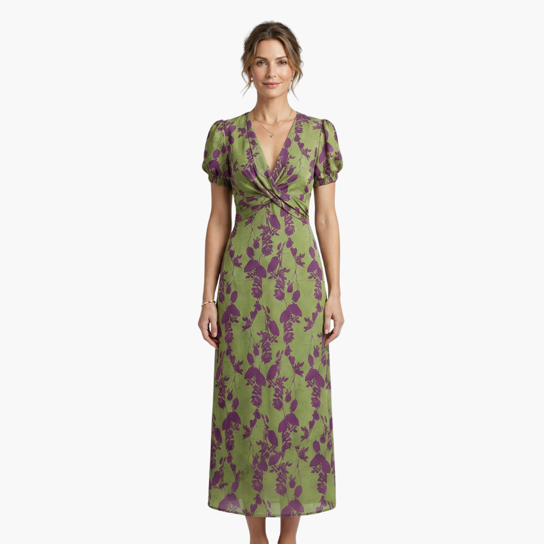 Chic V-Neck Floral Summer Dress for Women