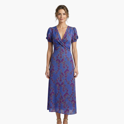 Chic V-Neck Floral Summer Dress for Women