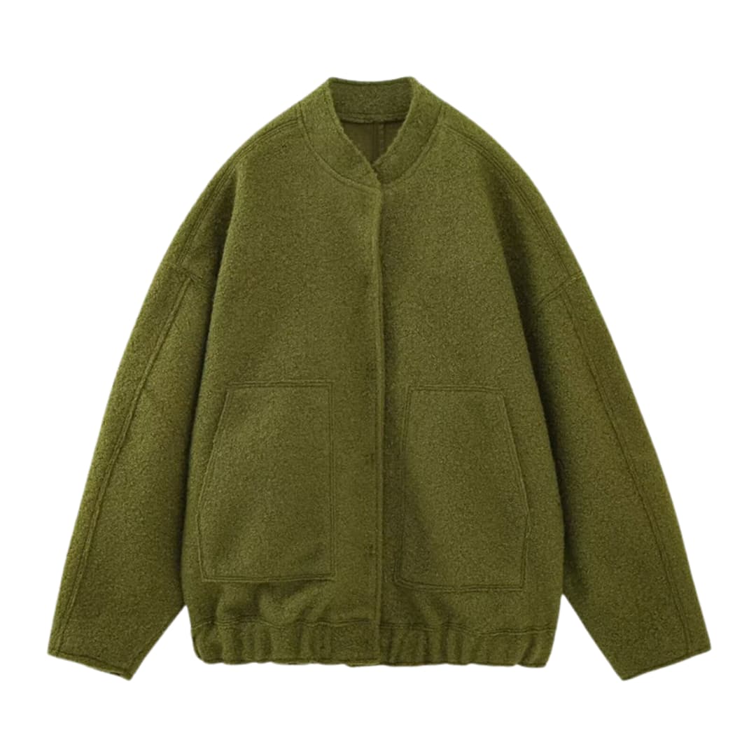 Ladies' Zip Up Bomber Jacket with Elastic Cuffs - Olytrend