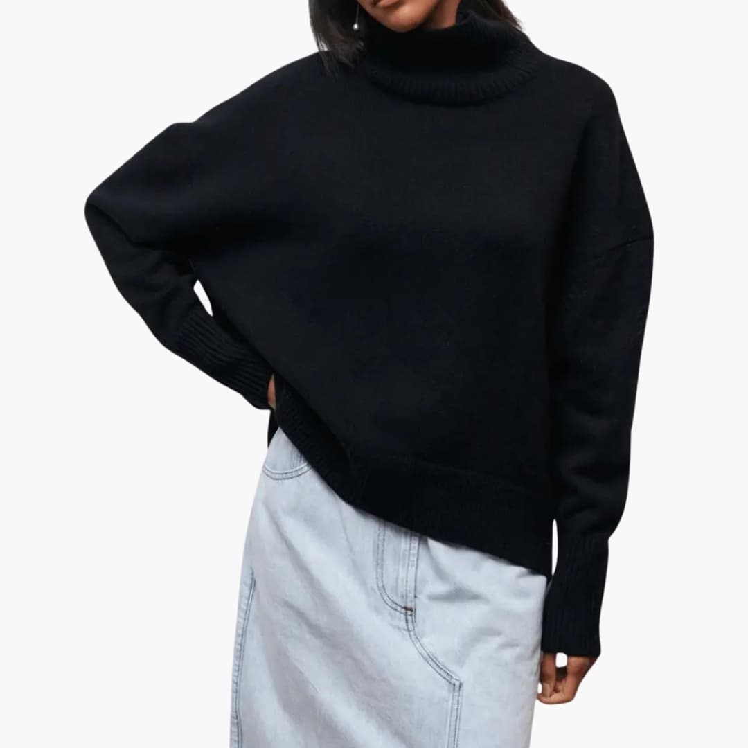 Women's Crew Neck Sweater with Textured Bottom and Full Sleeves