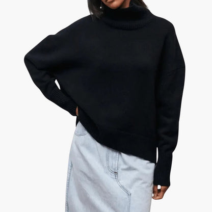 Women's Crew Neck Sweater with Textured Bottom and Full Sleeves