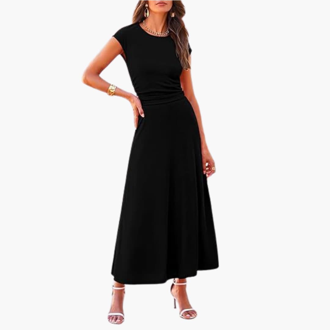 Elegant Mid Length Dress with Comfort Fit Waist - Olytrend