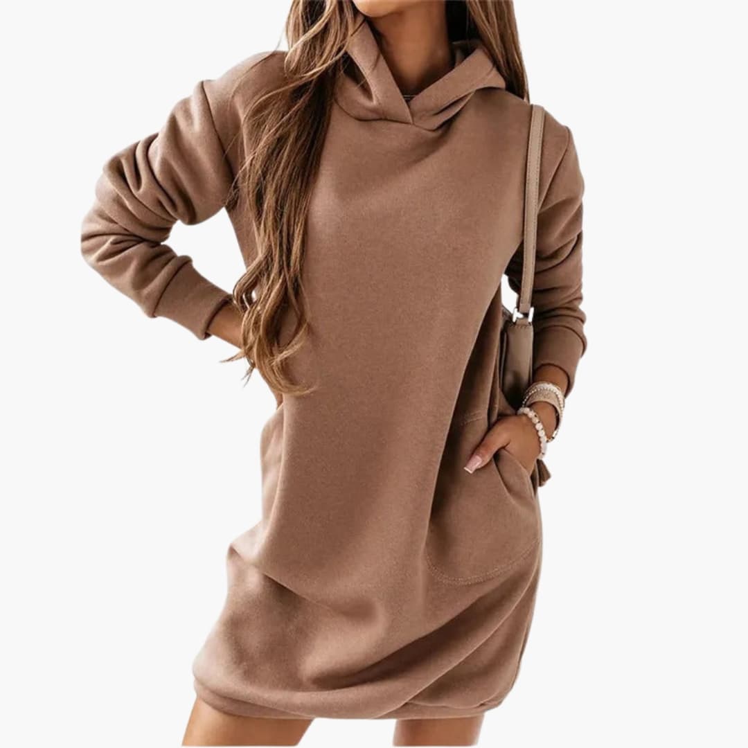 Ladies Cozy Hoodie Dress with Long Sleeves