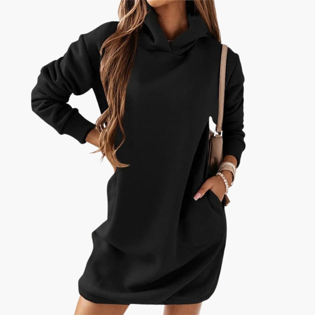 Ladies Cozy Hoodie Dress with Long Sleeves