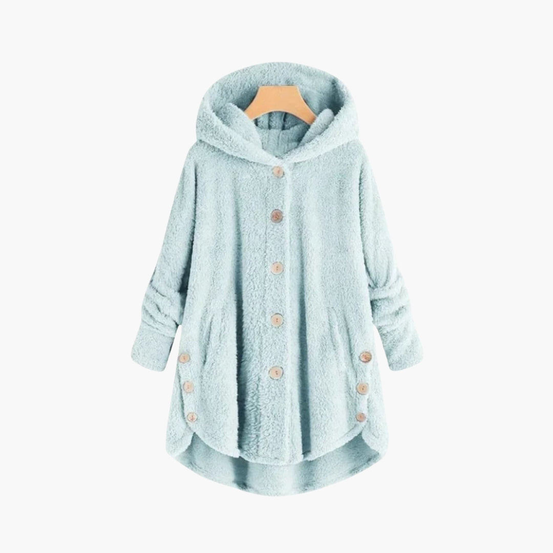 Ladies' Parka Coat with Button Front and Curved Bottom - Olytrend