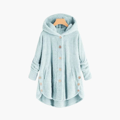 Ladies' Parka Coat with Button Front and Curved Bottom - Olytrend