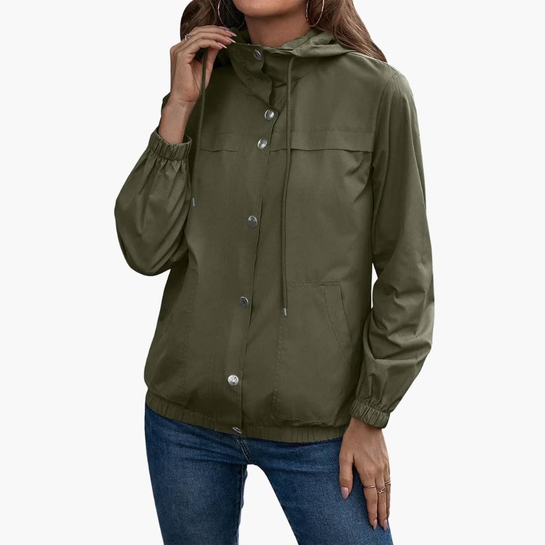 Ladies' Zip Up Hoodie with Button Front