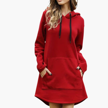 Ladies' Casual Hooded Tunic Dress with Pockets - Olytrend