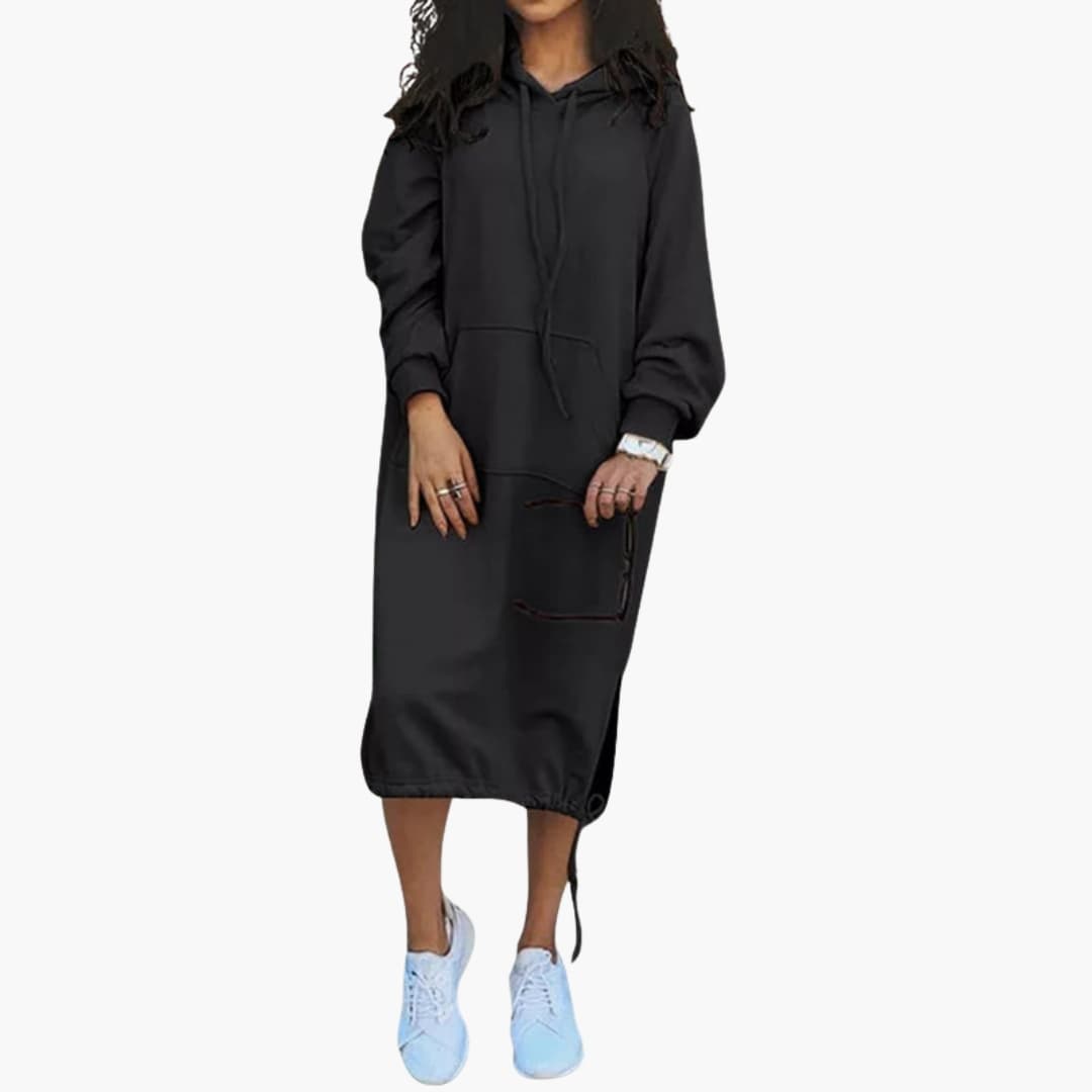 Cozy Hooded Sweatshirt Dress with Pockets