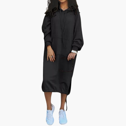 Cozy Hooded Sweatshirt Dress with Pockets