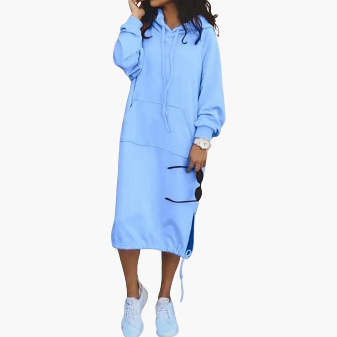 Cozy Hooded Sweatshirt Dress with Pockets