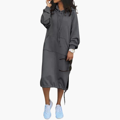 Cozy Hooded Sweatshirt Dress with Pockets