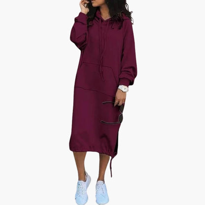Cozy Hooded Sweatshirt Dress with Pockets