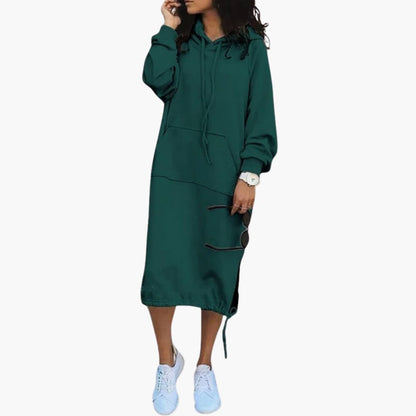 Cozy Hooded Sweatshirt Dress with Pockets