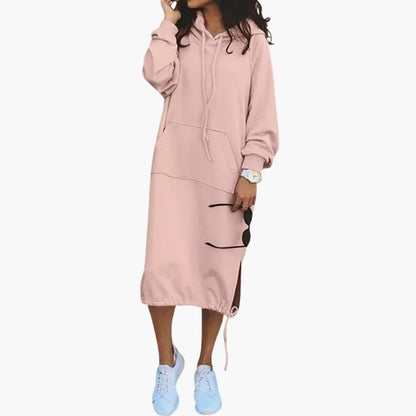 Cozy Hooded Sweatshirt Dress with Pockets