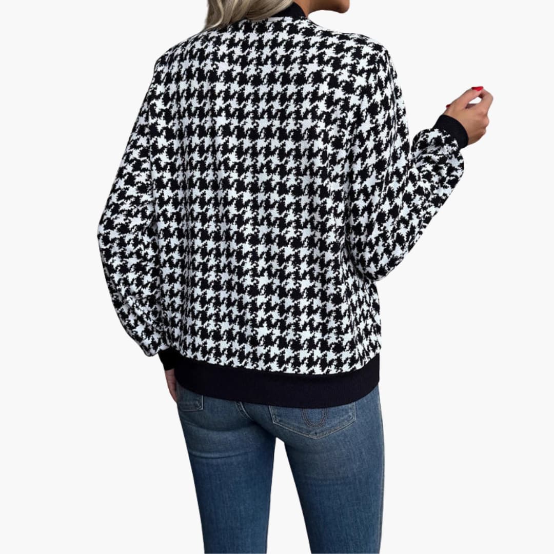Classic Black White Zipper Jacket for Women