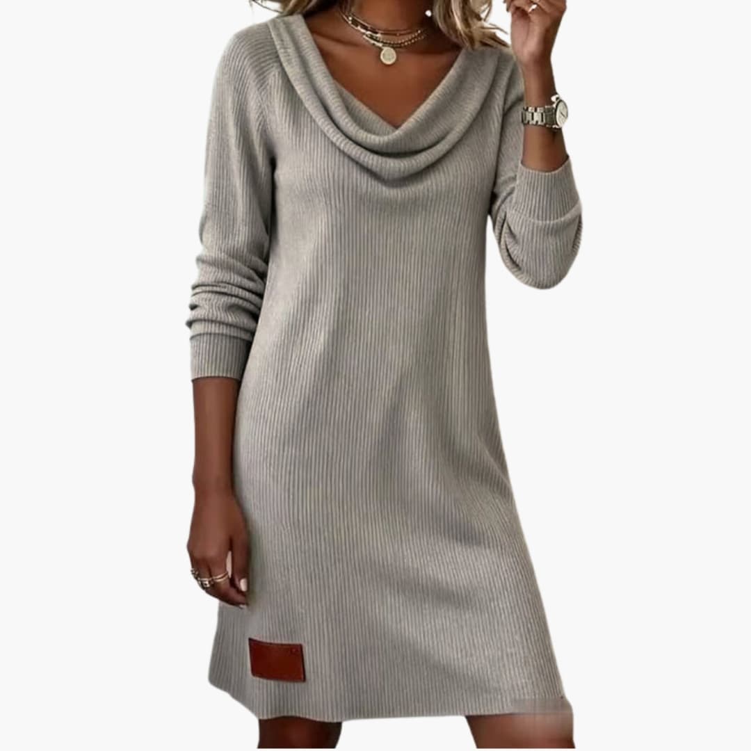 Ladies Classic Fit Collared Dress with Long Sleeves - Olytrend
