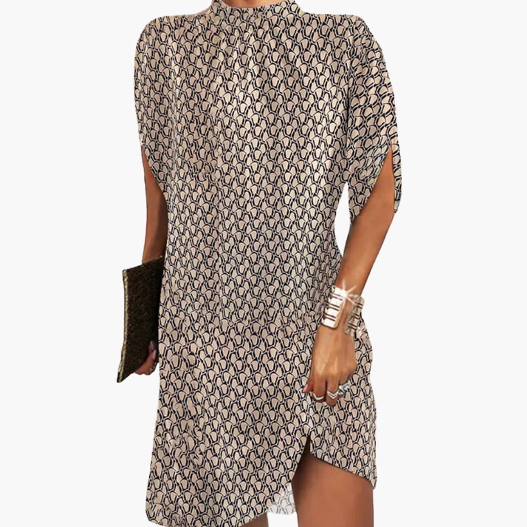 Ladies' Mid Length Printed A-Line Dress - Olytrend
