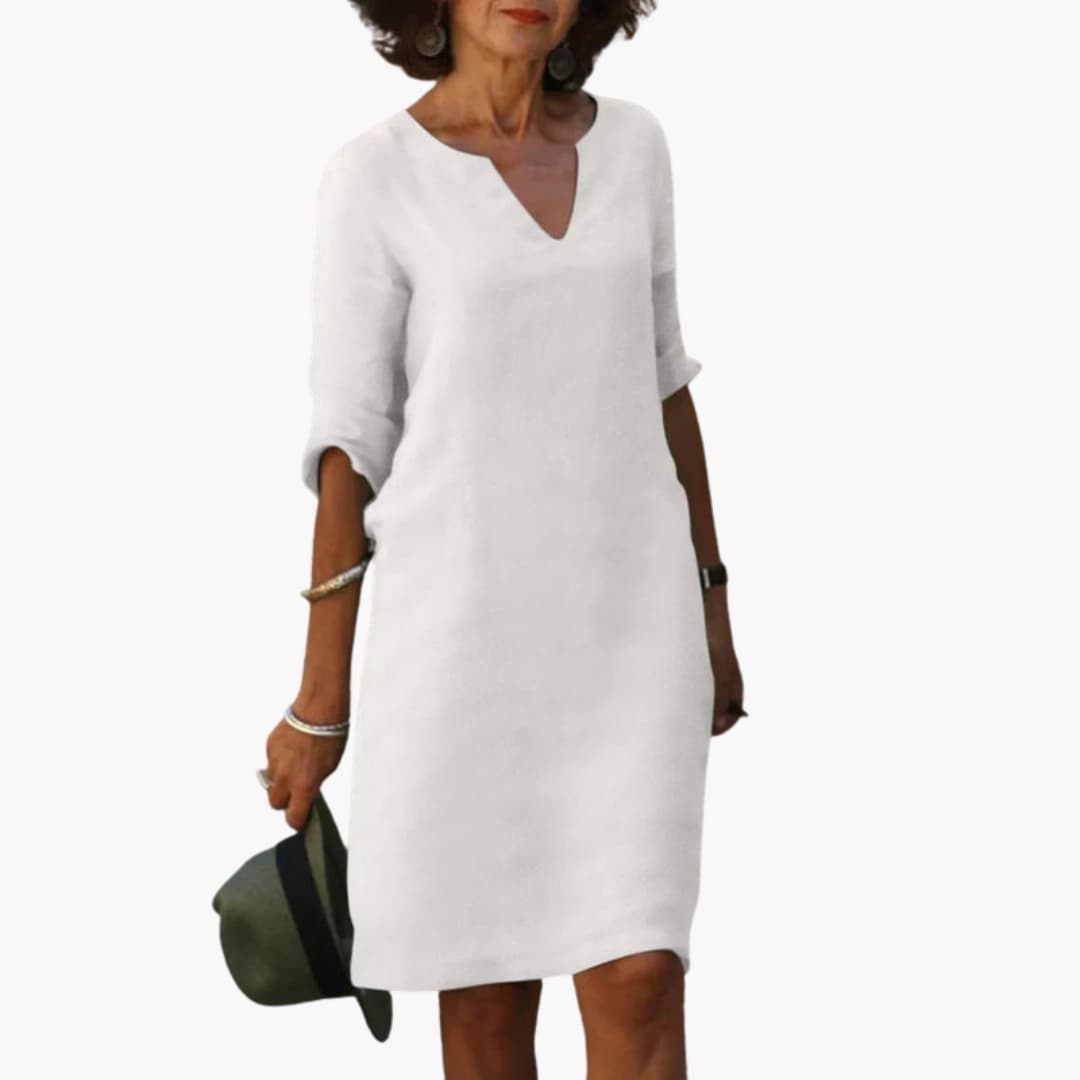 Casual V-Neck Midi Dress for Women