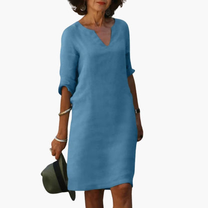 Casual V-Neck Midi Dress for Women