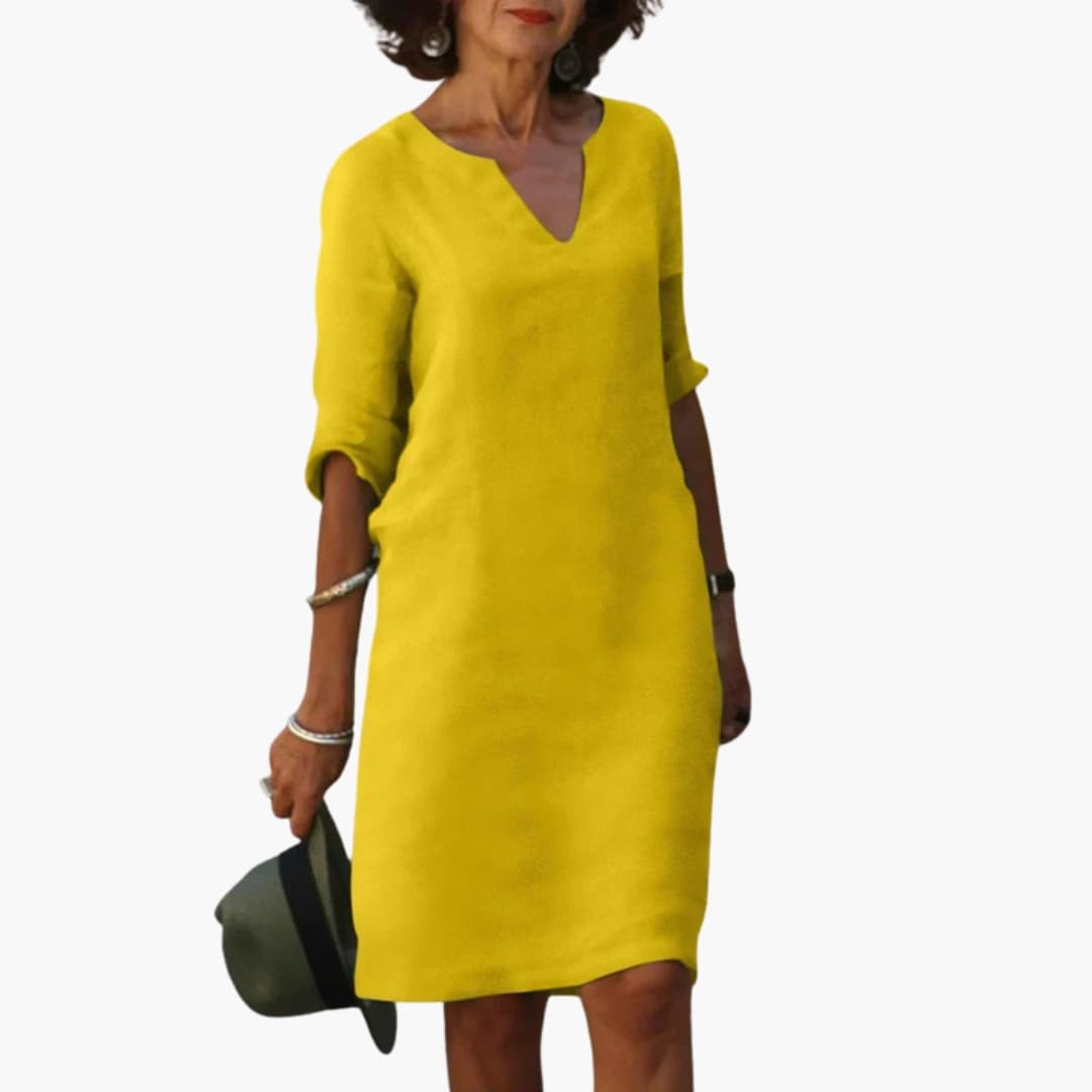 Casual V-Neck Midi Dress for Women