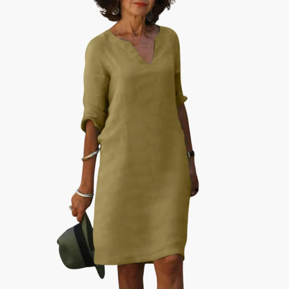 Casual V-Neck Midi Dress for Women