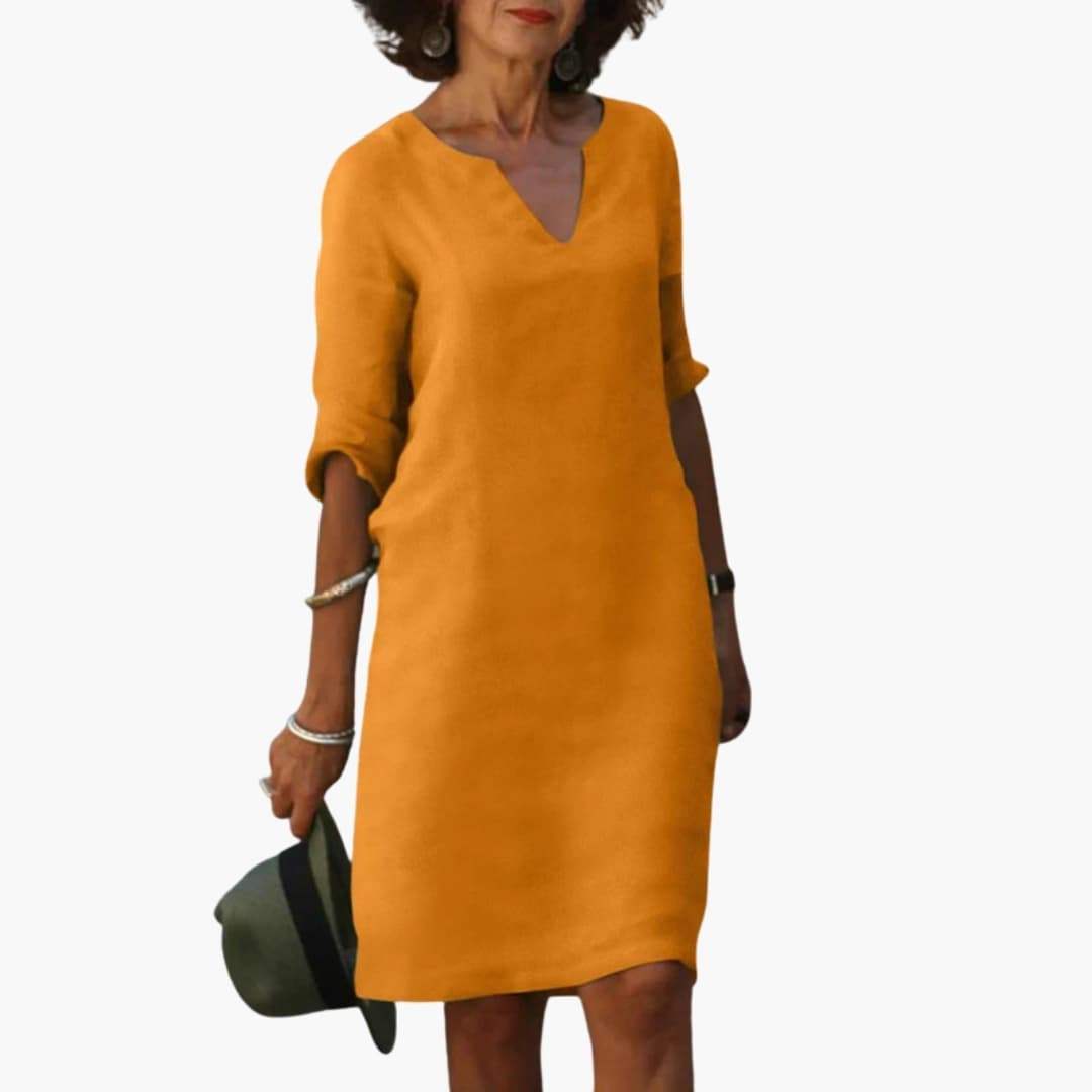 Casual V-Neck Midi Dress for Women