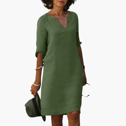 Casual V-Neck Midi Dress for Women