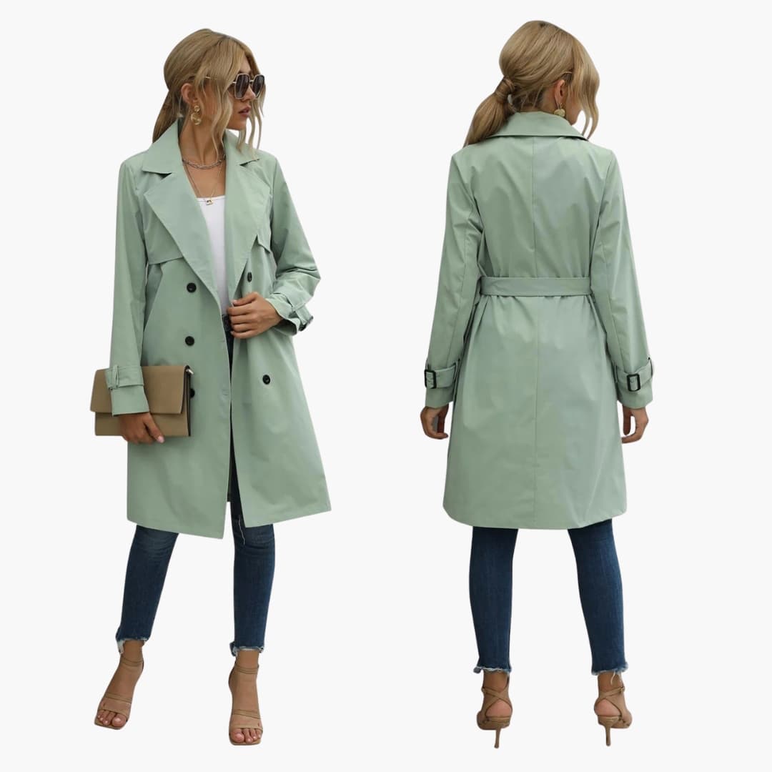 Classic Double Breasted Rain Coat for Women