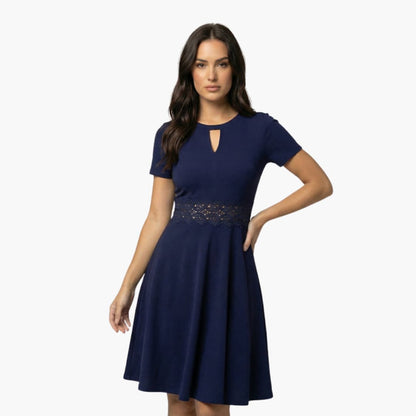 Feminine Short Sleeve Fit and Flare Dress - Olytrend