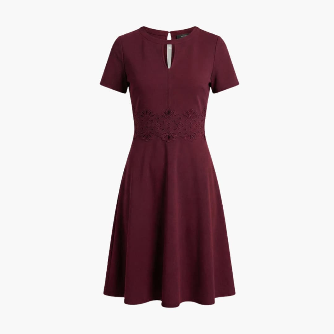 Feminine Short Sleeve Fit and Flare Dress