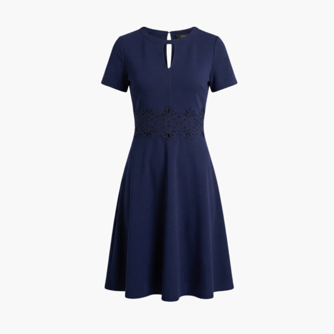 Feminine Short Sleeve Fit and Flare Dress