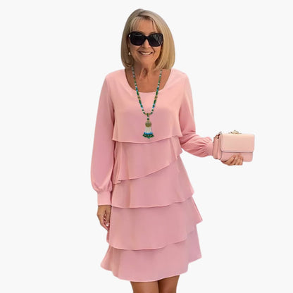 Feminine Long Sleeve Round Neck Winter Dress