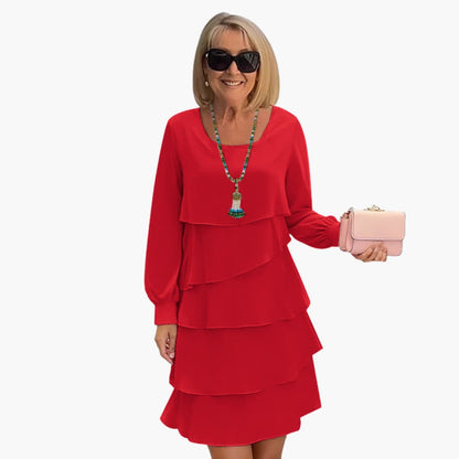 Feminine Long Sleeve Round Neck Winter Dress