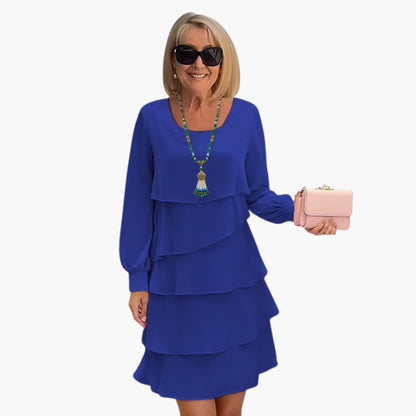 Feminine Long Sleeve Round Neck Winter Dress - Olytrend