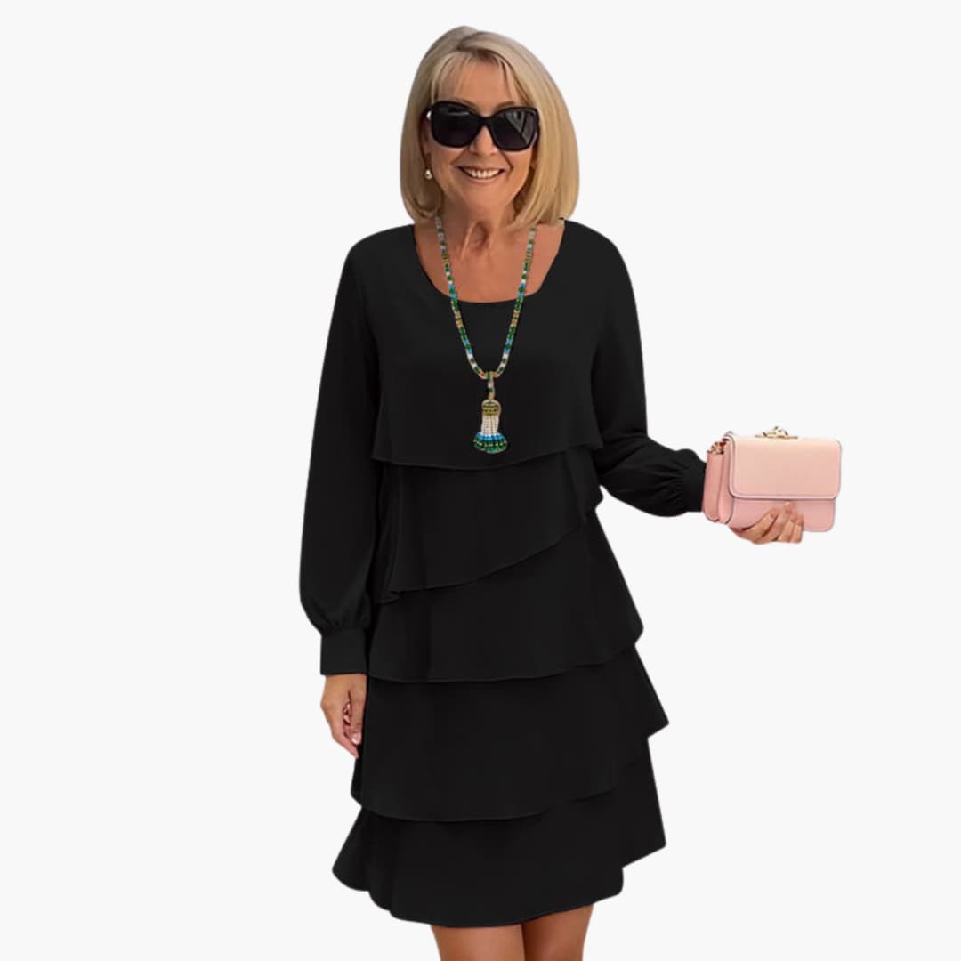 Feminine Long Sleeve Round Neck Winter Dress