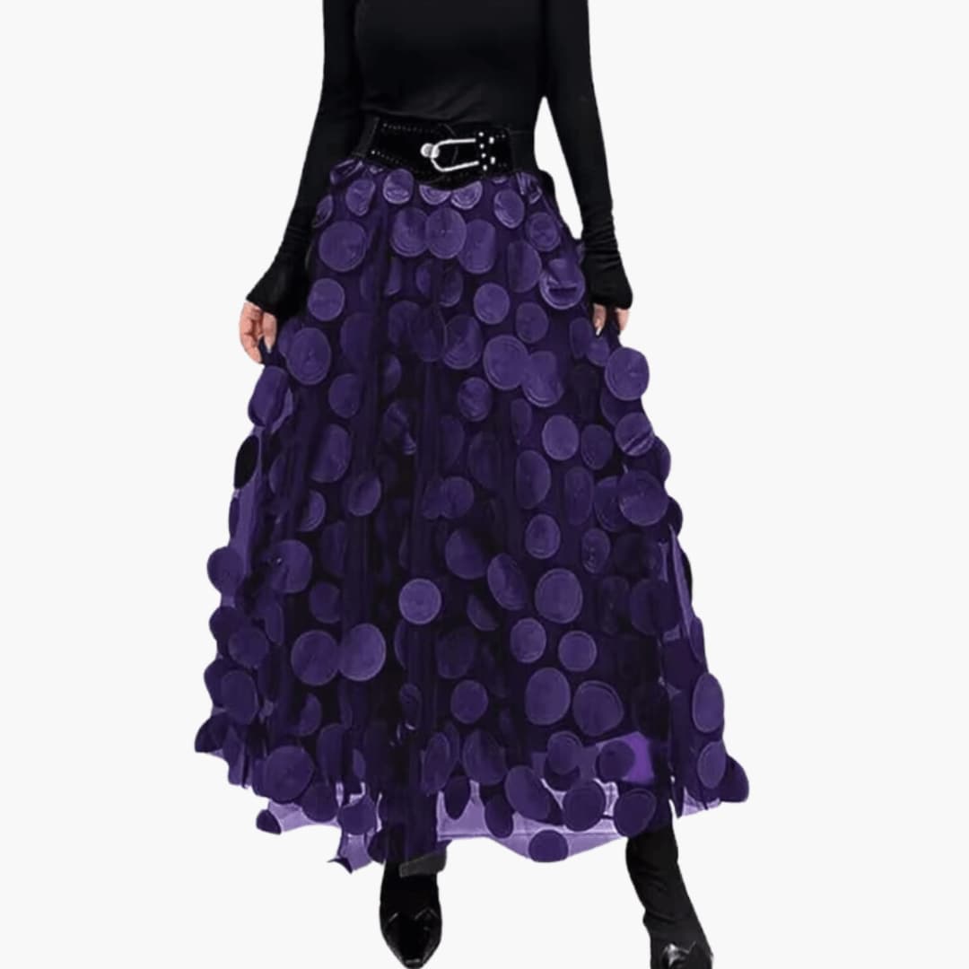 Flowy Long Women's Tiered Skirt with Ruffled Trim