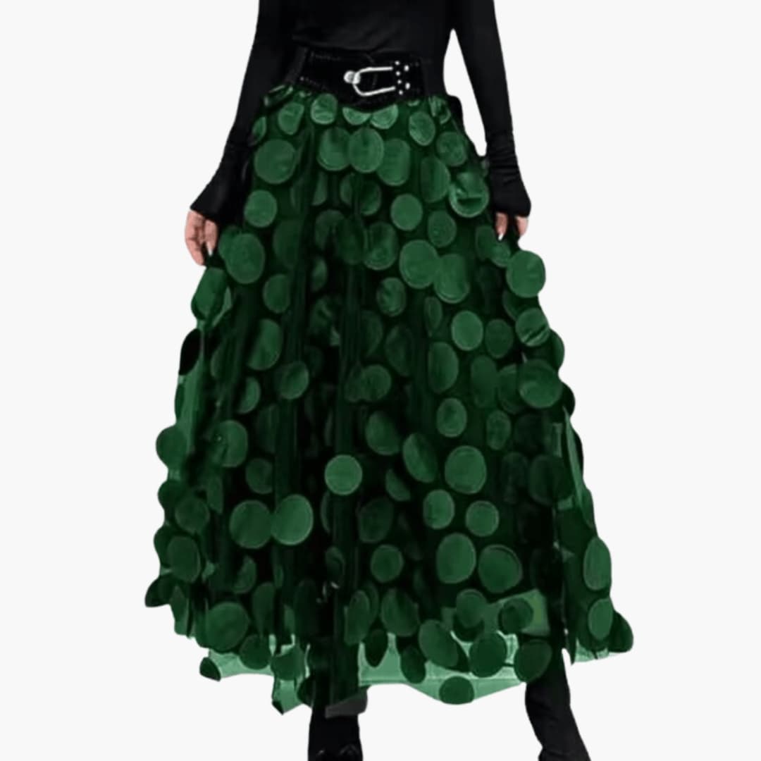 Flowy Long Women's Tiered Skirt with Ruffled Trim - Olytrend