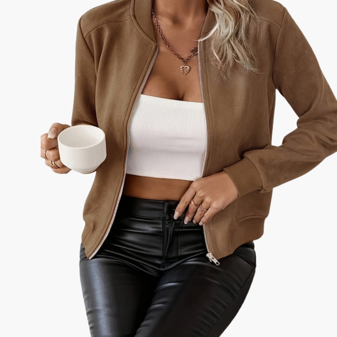 Ladies' Oversized Ribbed Cuff Bomber Jacket