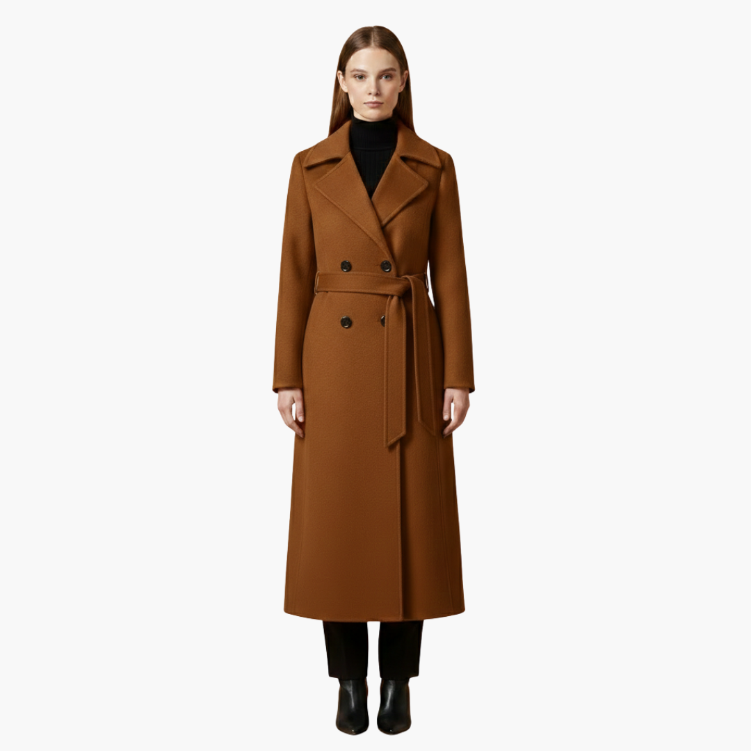 Ladies Classic Overcoat with Belted Waist
