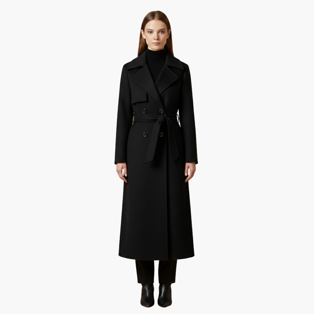 Ladies Classic Overcoat with Belted Waist