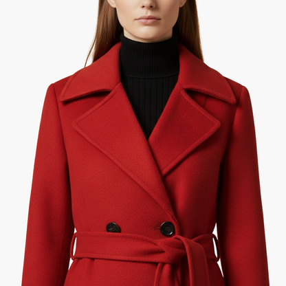 Ladies Classic Overcoat with Belted Waist